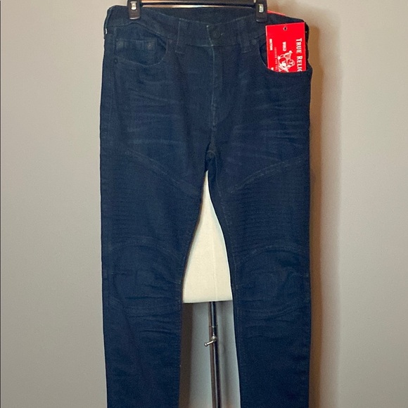 NWT True Religion 'Rocco' Relaxed Skinny Jeans in Dark Blue Denim (34W x 34L) - Picture 1 of 11